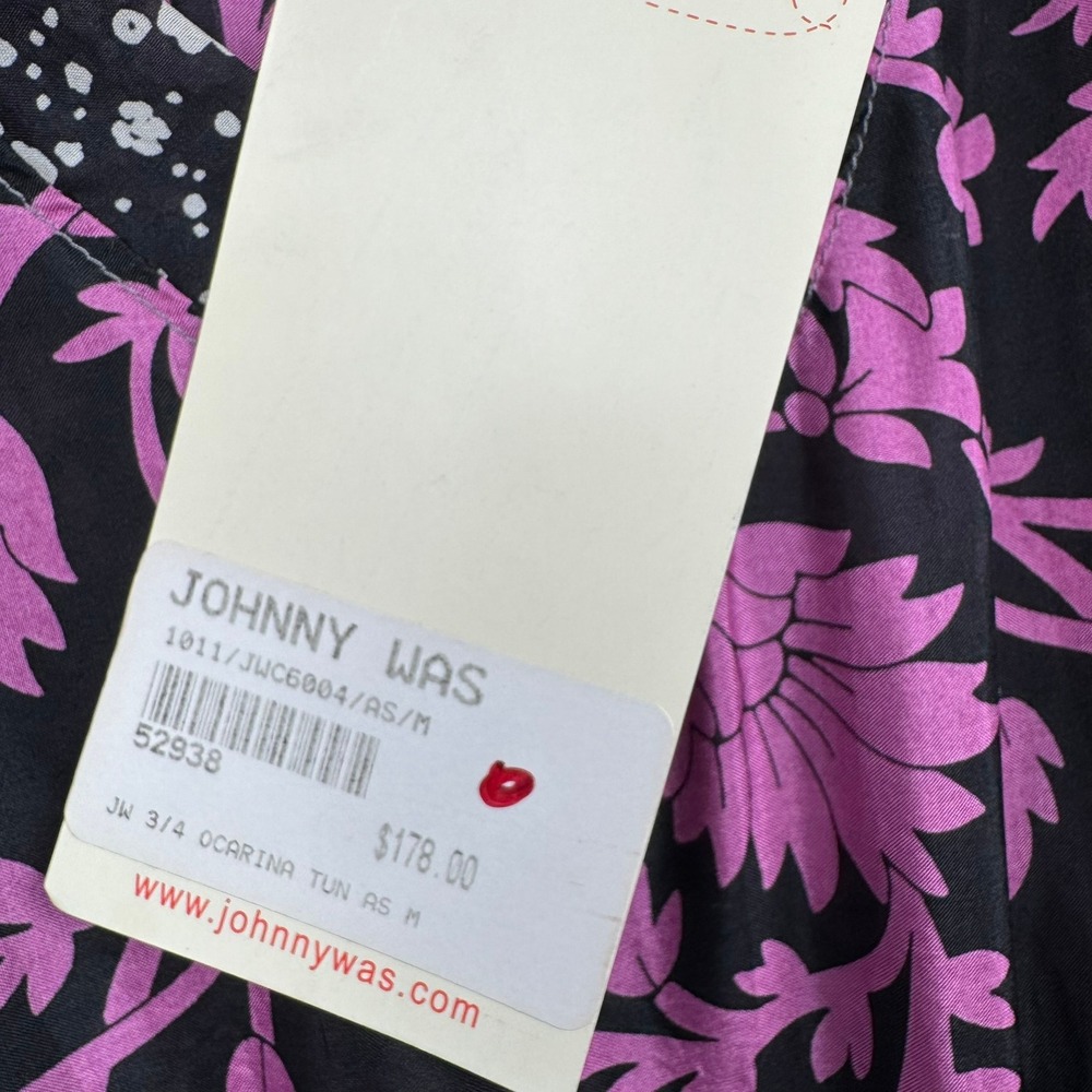 JOHNNY WAS OCARINA Tunic Boho Floral 100% Silk Sz‎ Medium ($178 MSRP) - Picture 6 of 12